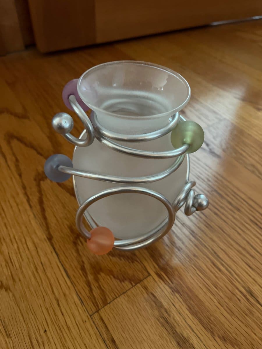 Wire Spiral Tealight Candle Holder with Glass Cup