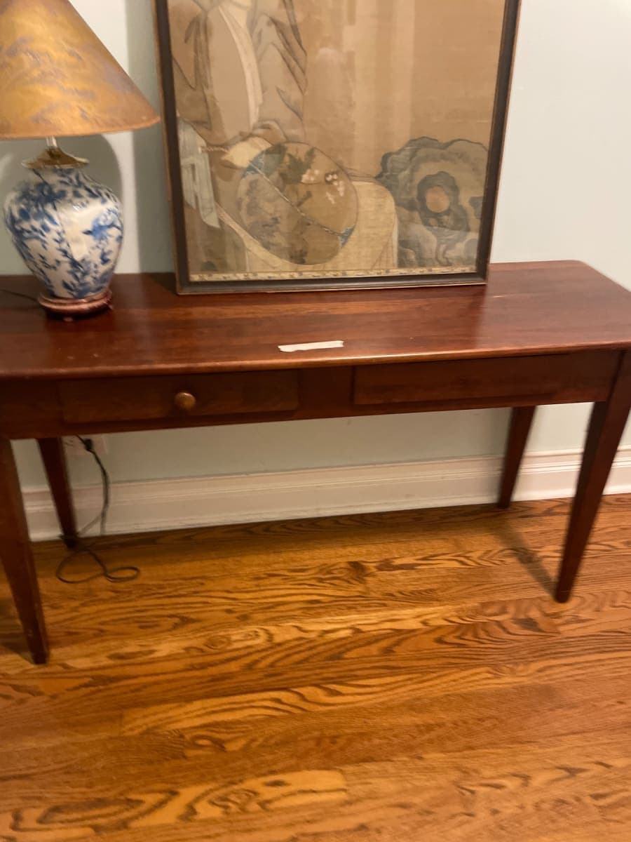 Cherry Wood Console Table with Two Drawers