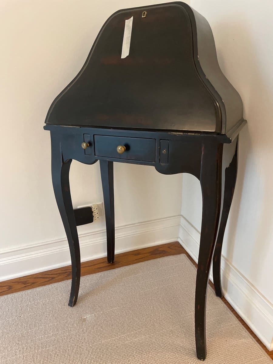 Antique Black Lacquer Secretary Desk