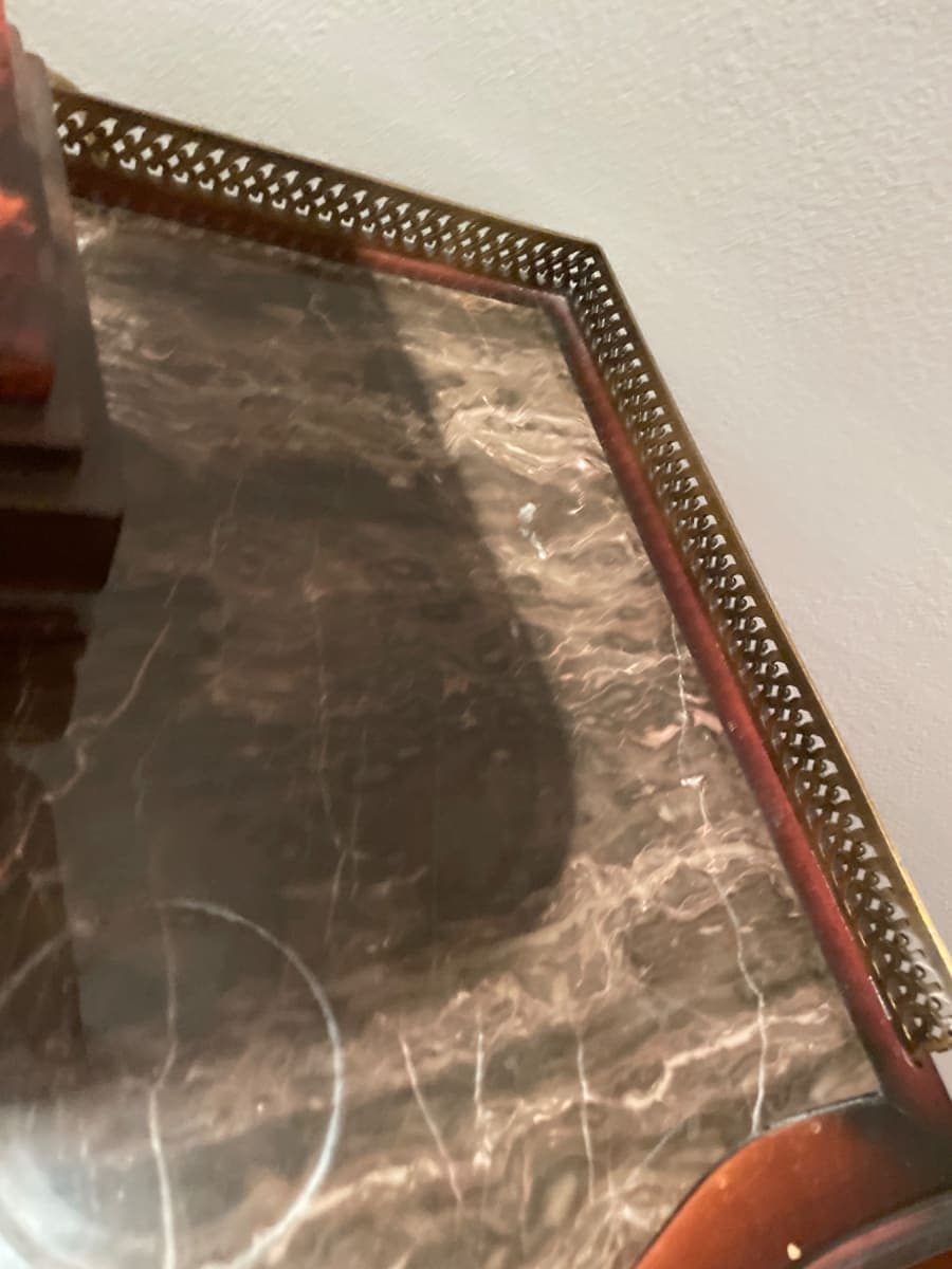 Vintage M arble top Tray with Brass Filigree Gallery