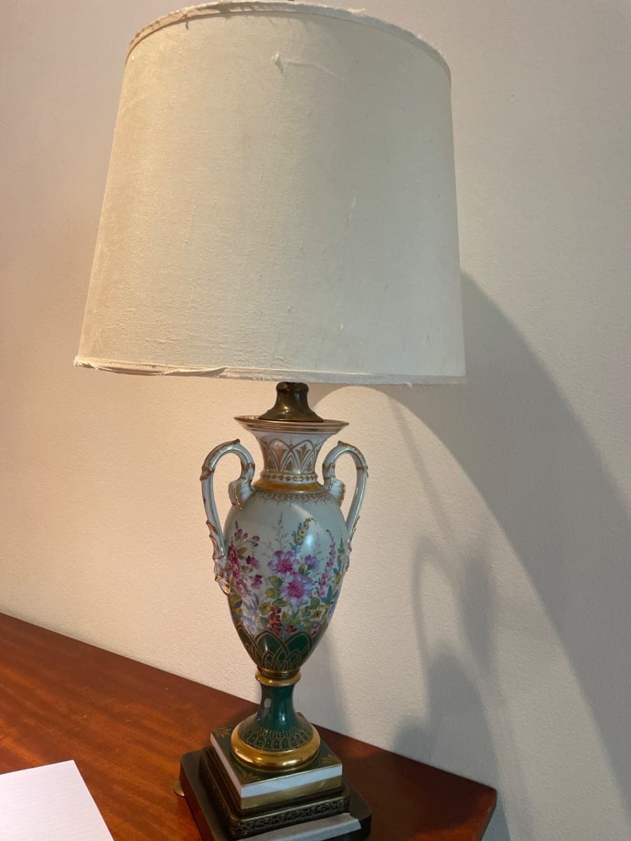 Antique Porcelain Urn Table Lamp Floral