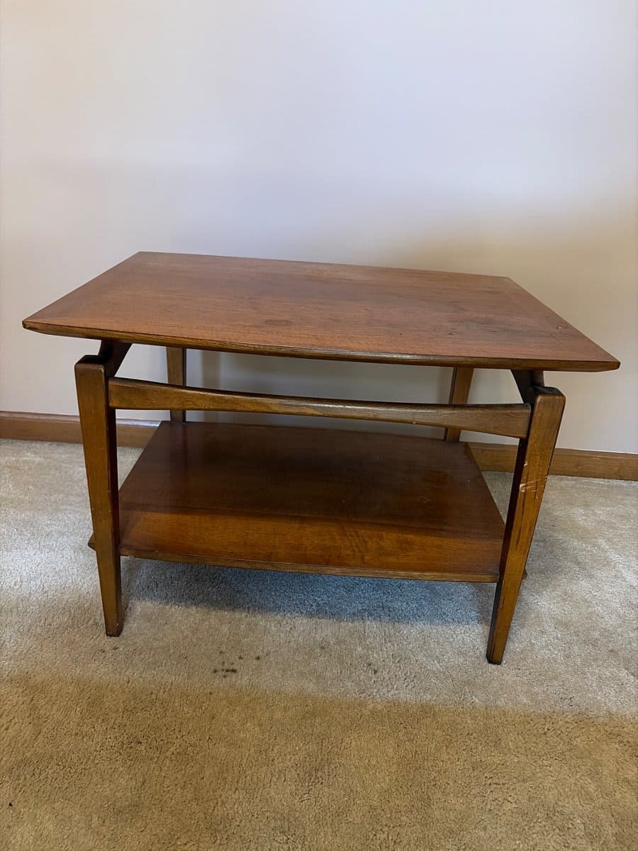Mid-Century Modern Walnut Two-Tier End Table - photo 1